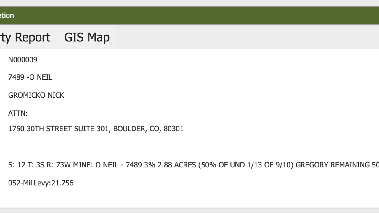 O'Neil Gold Mine claim (two deeds), Central City